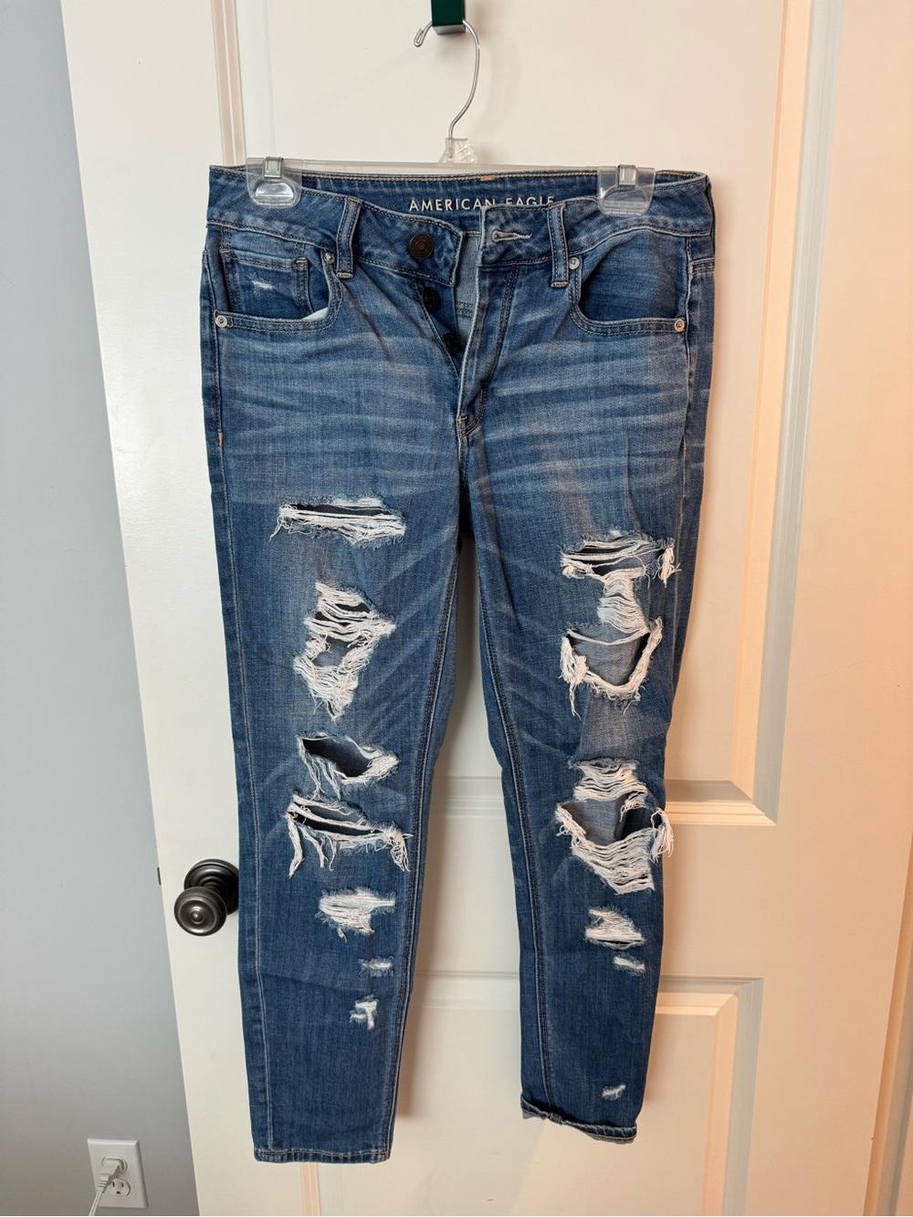 American Eagle Outfitters Distressed Dark Blue Boyfriend Jeans